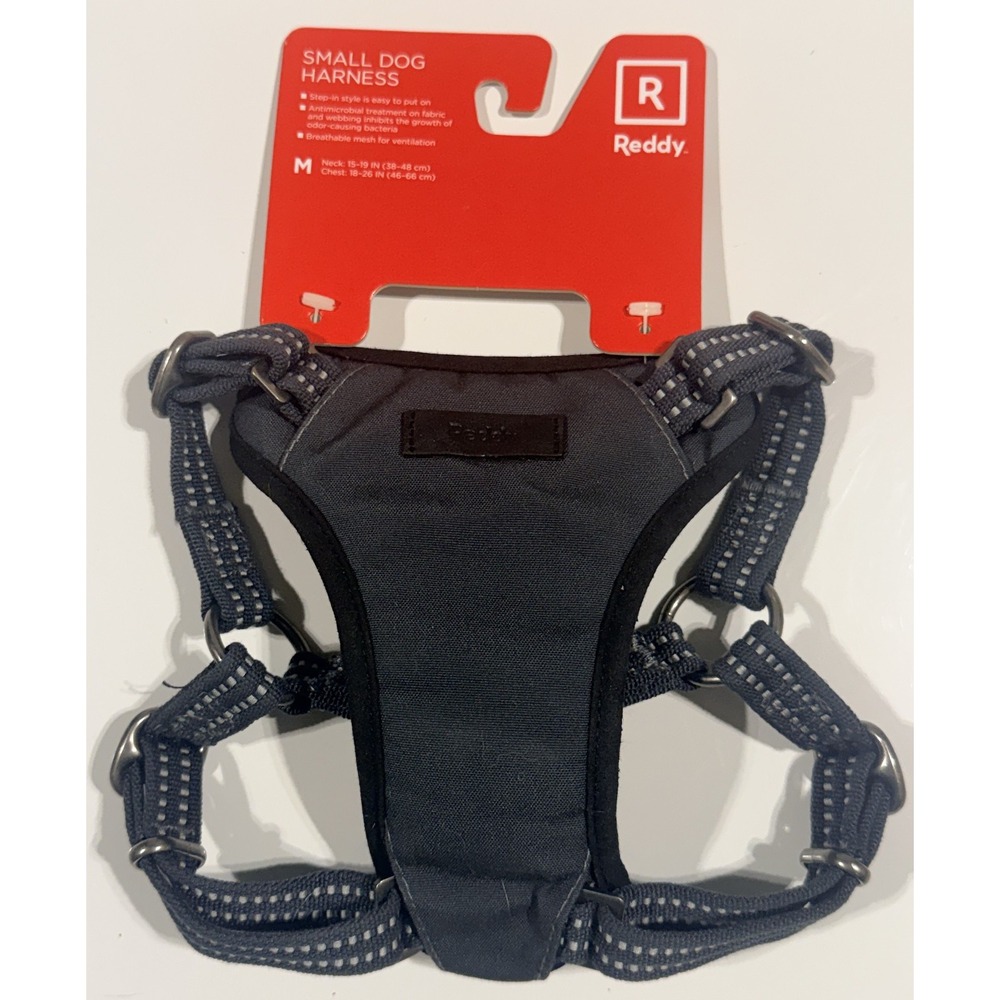 Reddy Small Dog Harness Gray Black Mesh Adjustable Step-In - SizeMedium